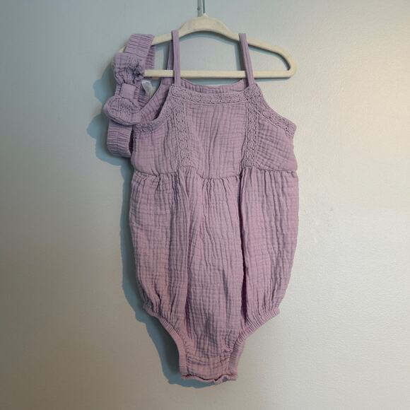 Grayson Collective Bubble Romper & Headband Set – Light Purple, 24 Months - Picture 1 of 7